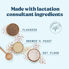 Front packaging of Mommy Knows Best lactation cookies mix fenugreek free formula