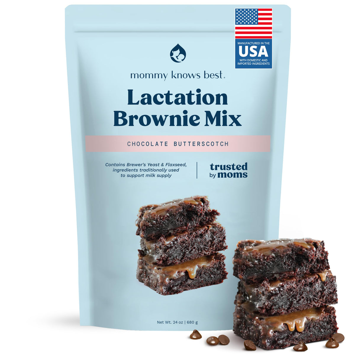 Mommy Knows Best lactation cookies mix packaging for quick, milk-supporting snacking