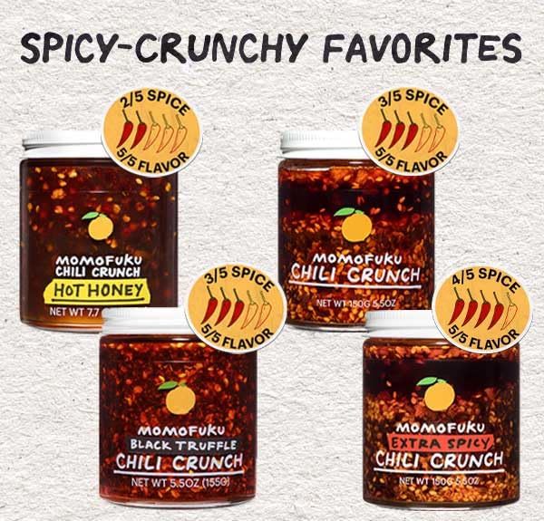 Closeup of crunchy garlic and shallots in Momofuku Chili Crunch texture
