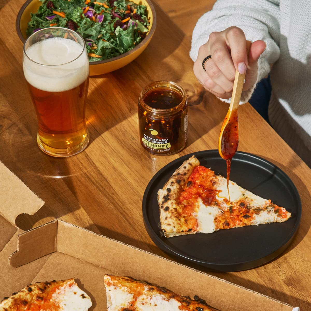 Momofuku Hot Honey Chili Crunch non-GMO ingredients emphasized with brand name