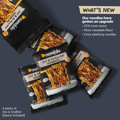 Closeup of Momofuku sauce packet showcasing extra sauce for bolder bowls