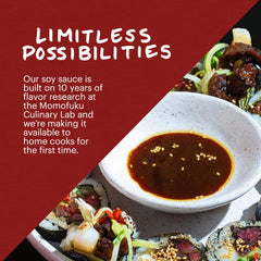 Momofuku Soy Sauce in a chef kitchen, showcasing restaurant-grade quality.