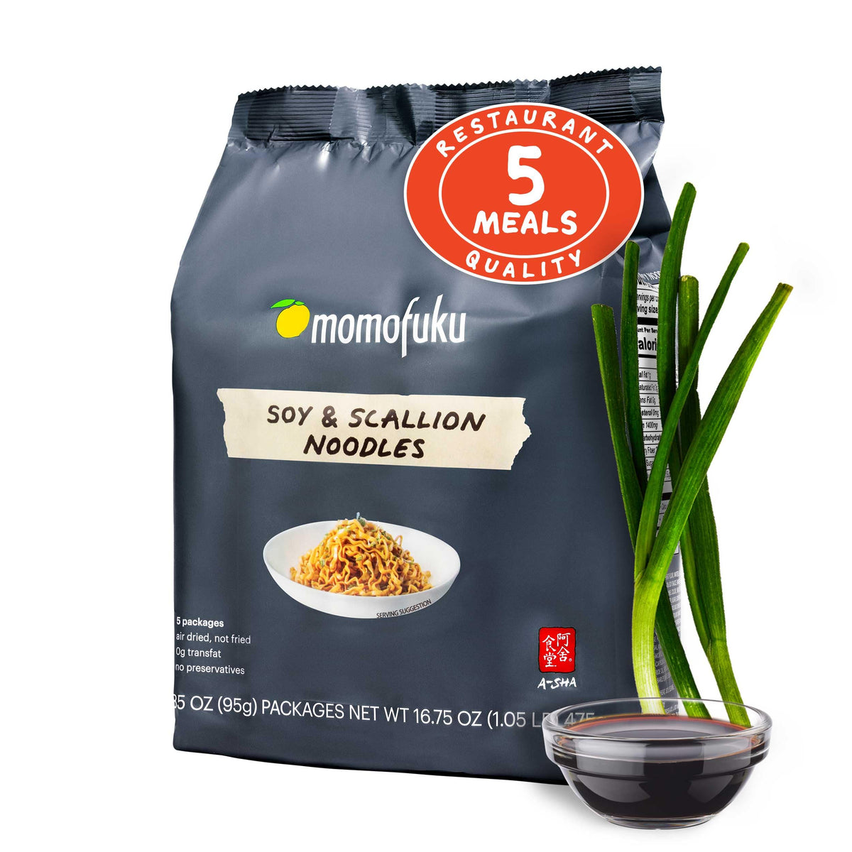 Momofuku Soy & Scallion ramen pack ready to heat for a quick dinner