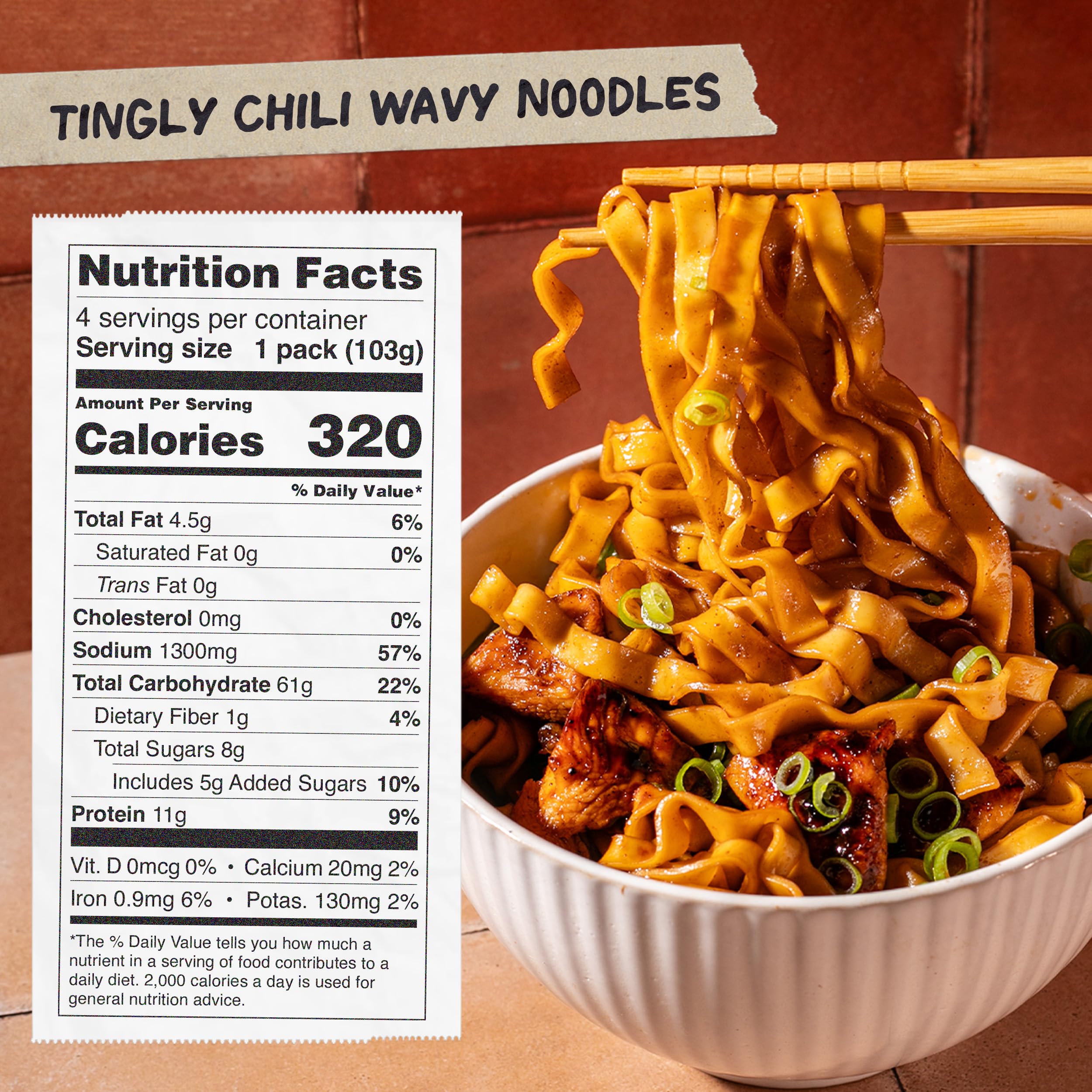 Unopened Momofuku Tingly Chili Noodles pack close-up shows premium packaging.