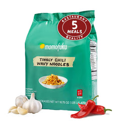Momofuku Tingly Chili Ramen pack with five easy meals.