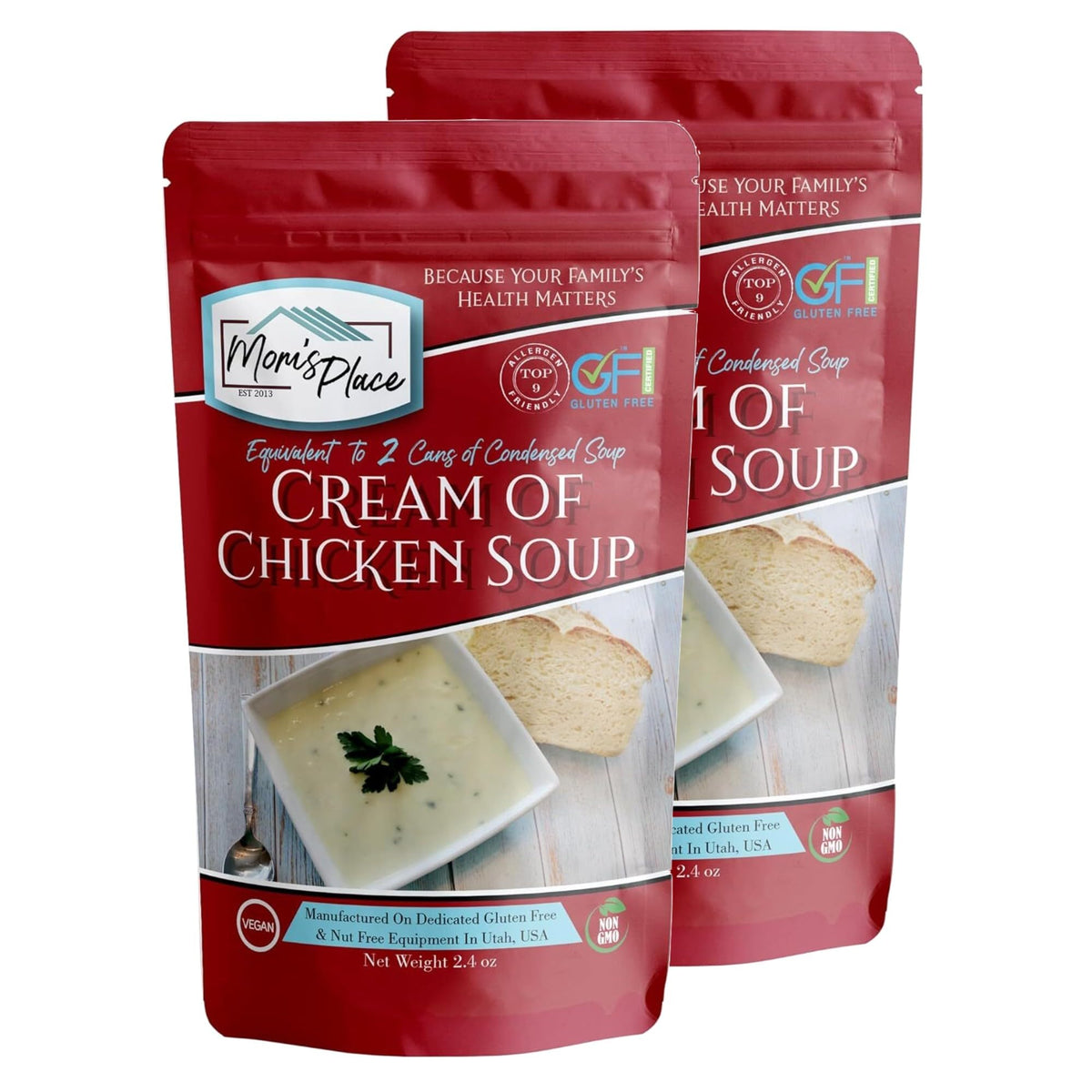Mom’s Place Cream of Chicken Soup Mix 2-Pack packshot, gluten-free and dairy-free base for casseroles