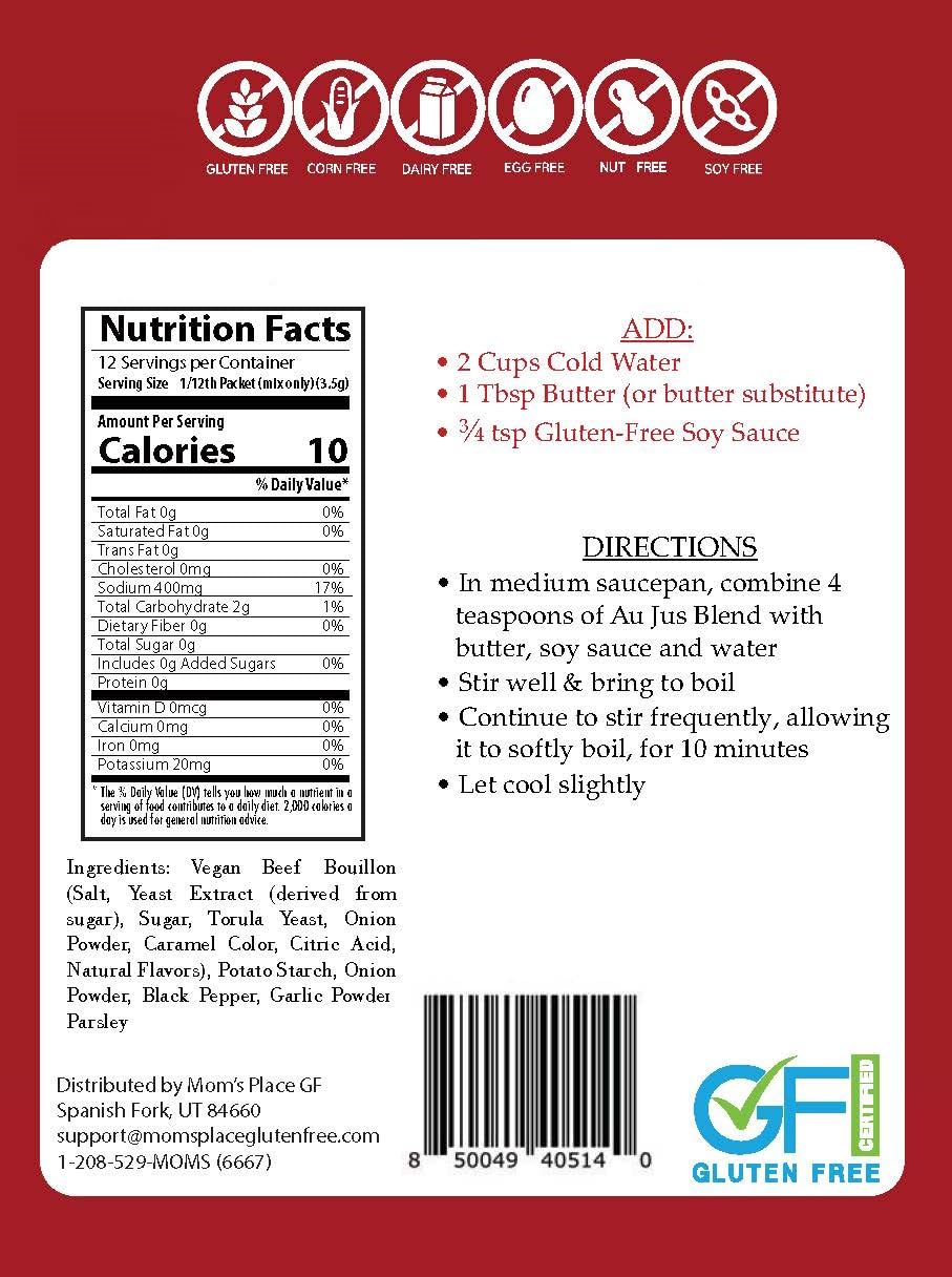 Mom's Place Gluten-Free Au Jus Mix adds rich flavor to a quick roast beef meal.