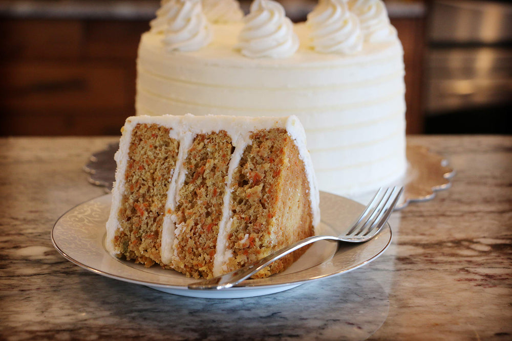 Mom's Place gluten-free carrot cake mix—batter poured for easy, customizable baking.