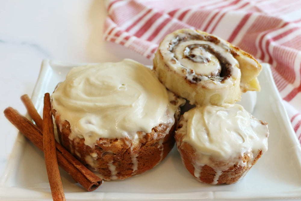 Mom's Place Gluten-Free Cinnamon Swirl Bun batter prep for allergy-friendly baking.