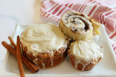 Mom's Place Gluten-Free Cinnamon Swirl Bun batter prep for allergy-friendly baking.