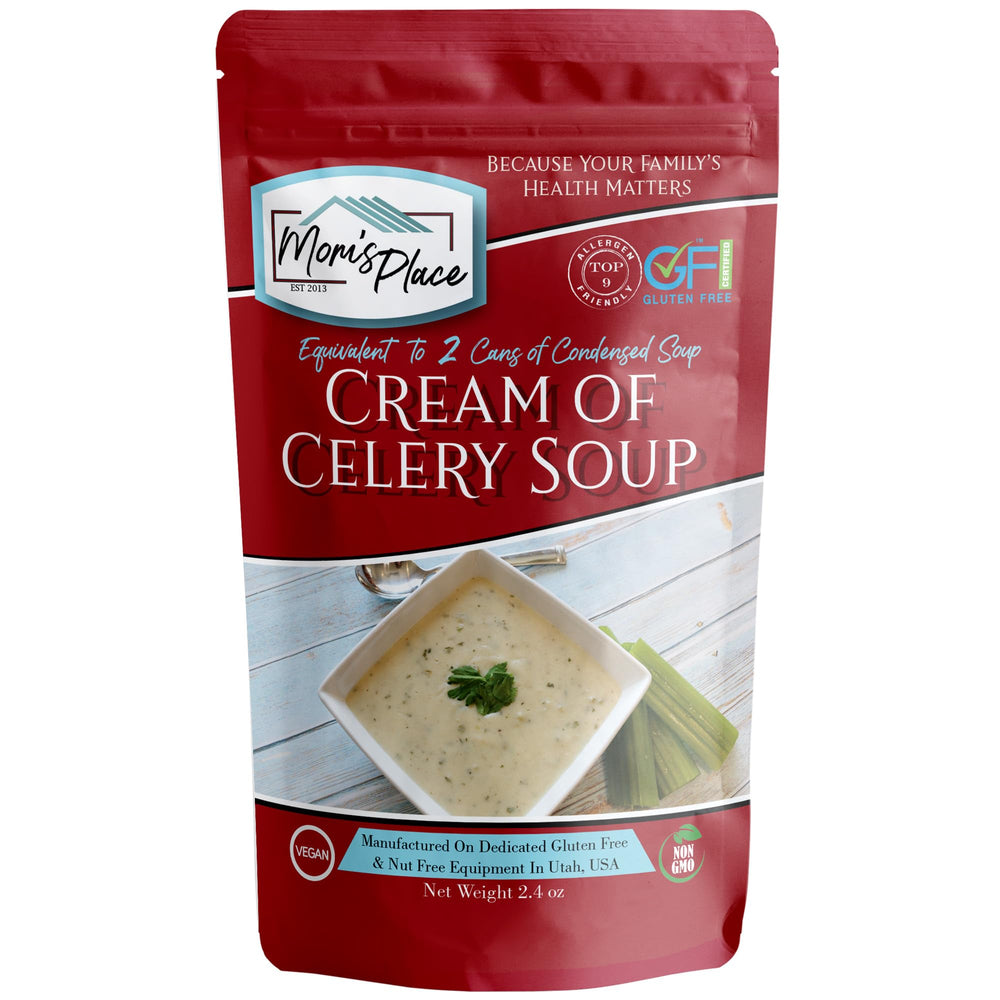 Mom's Place Gluten-Free Cream of Celery Soup Mix pack ready for quick meals