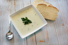 Mom's Place Cream of Chicken Soup Mix ready-to-serve cup demonstrates quick, versatile meals