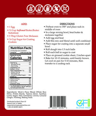 Mom's Place Gluten-Free Molasses Cookie Mix dough balls ready for baking, allergen-friendly treats.