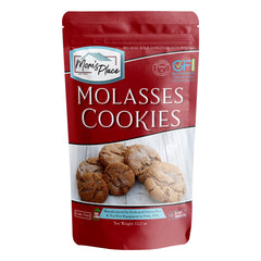 Mom's Place Gluten-Free Molasses Cookie Mix packaging for nut-free, gluten-free baking at home.