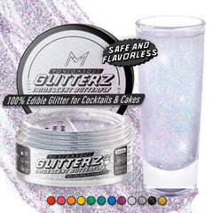 MONÉGASQUE iridescent edible glitter shimmer in a drink for cocktails.