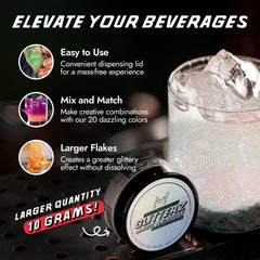 MONÉGASQUE pearlescent glitter provides a striking drink sparkle that stays visible