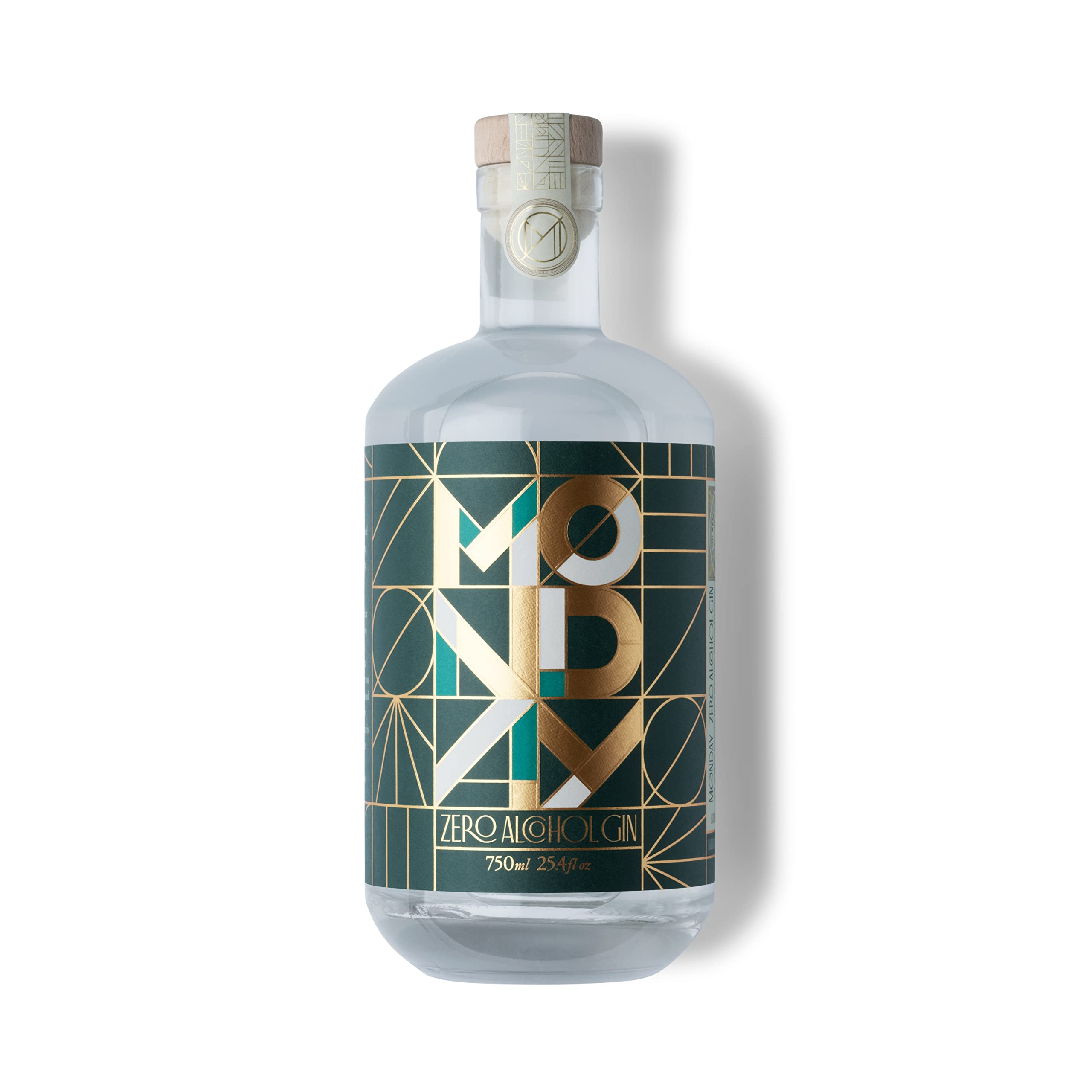 MONDAY Zero Alcohol Gin bottle on shelf, highlighting a calorie-free option.