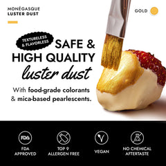 MONÉGASQUE gold edible glitter cake decor creates elegant cake decoration and festive shine.