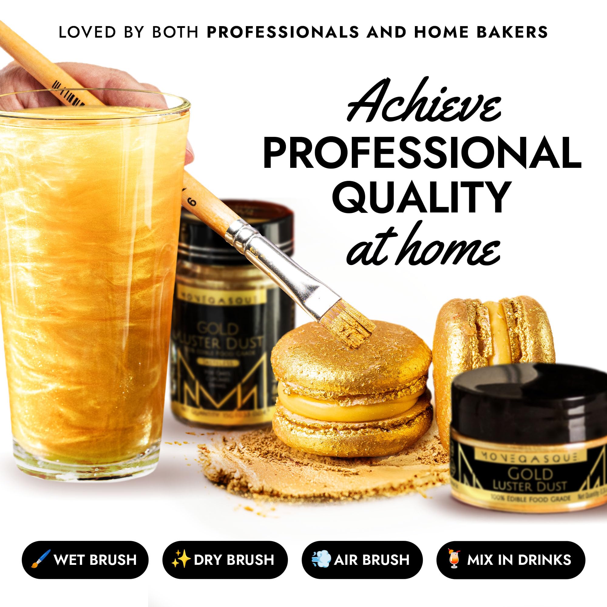 MONÉGASQUE gold edible glitter cocktail sparkles elevate cocktails with a luxurious finish.