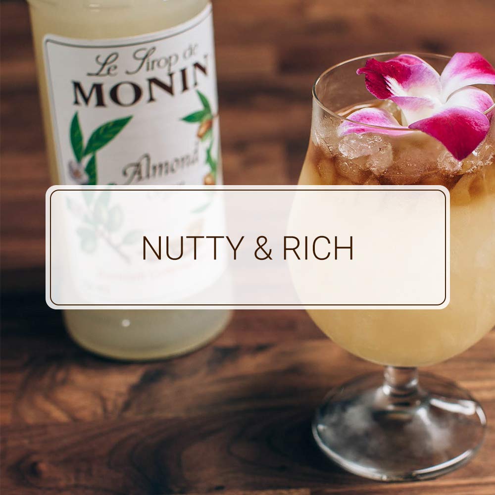 Monin Almond Syrup cocktail glass featuring gourmet almond flavor