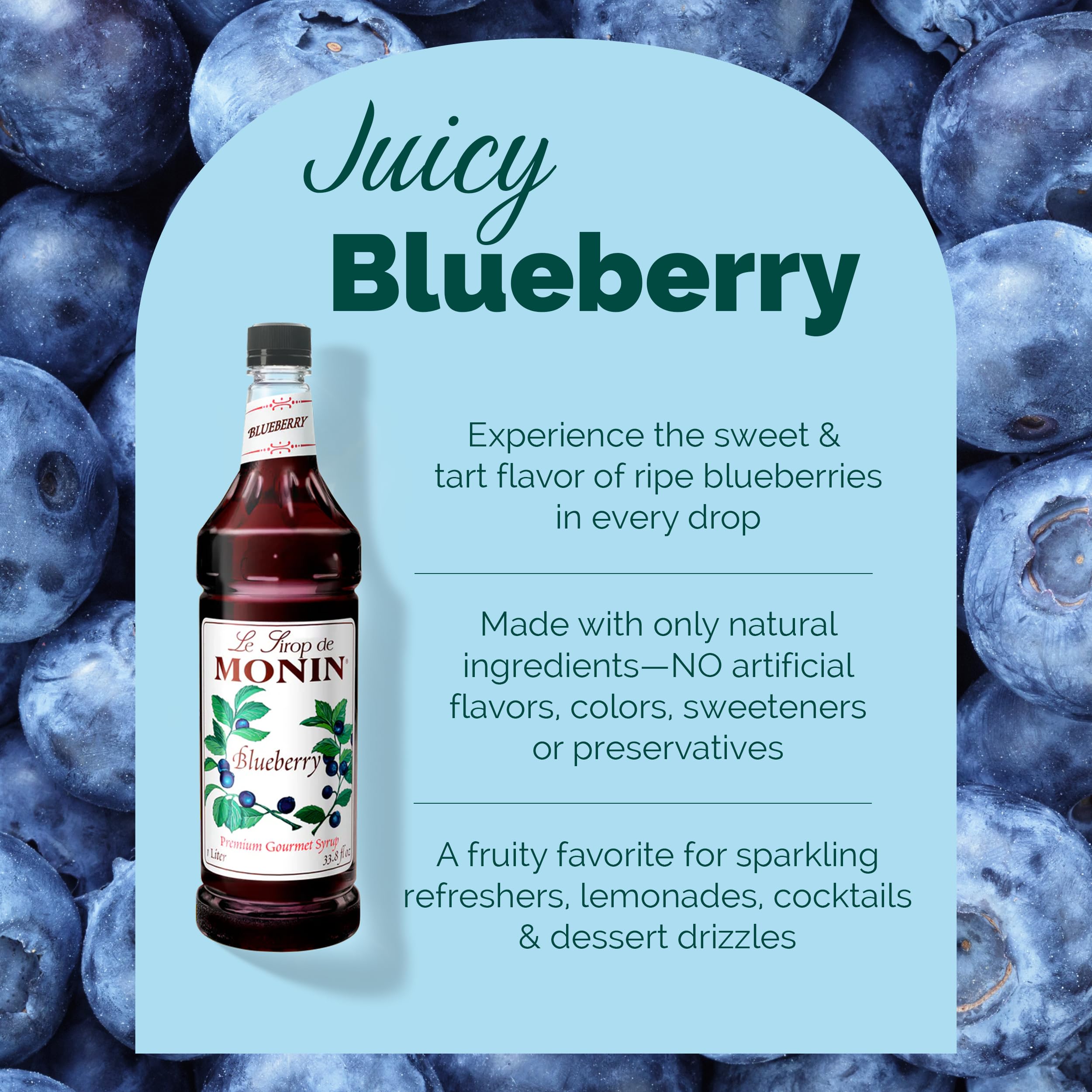 Monin Blueberry Syrup in cocktails showcases versatile berry flavor.