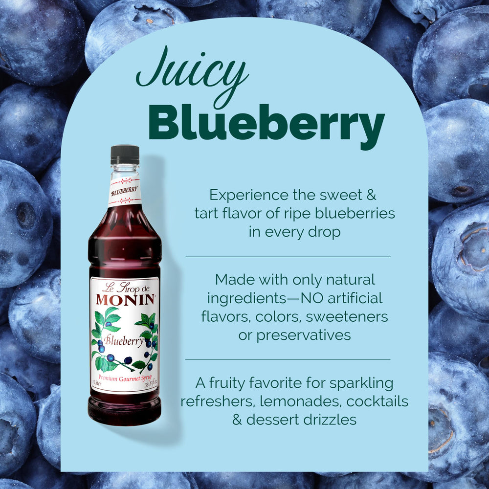 Monin Blueberry Syrup in cocktails showcases versatile berry flavor.