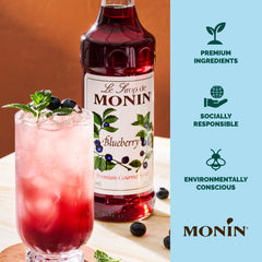 Monin Blueberry Syrup with smoothies delivering natural sweetness.
