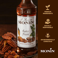 Monin Butter Pecan Syrup drizzle over vanilla shake for dessert-like depth