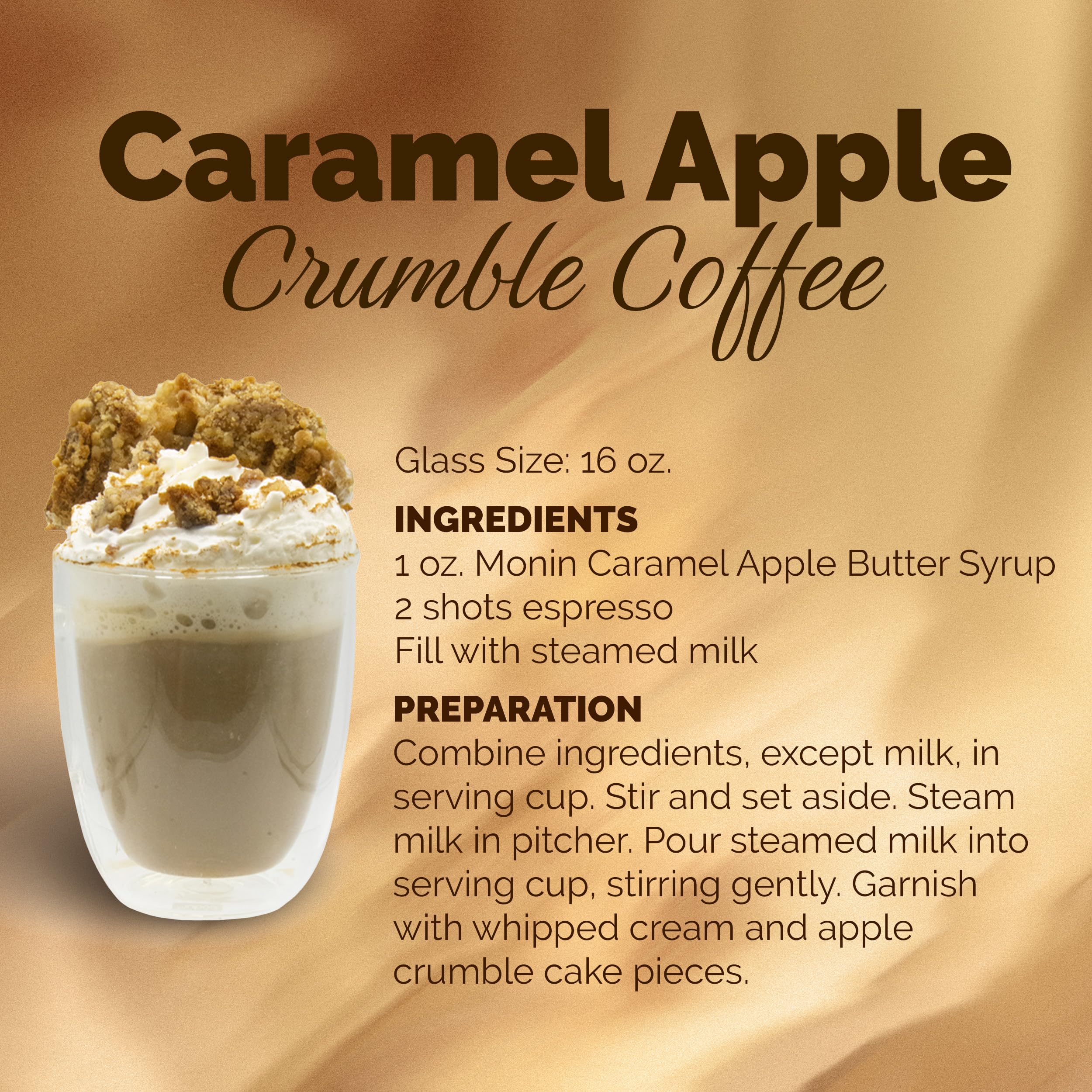 Monin Caramel Apple Butter Syrup cocktail-ready mix delivers warm apple caramel notes