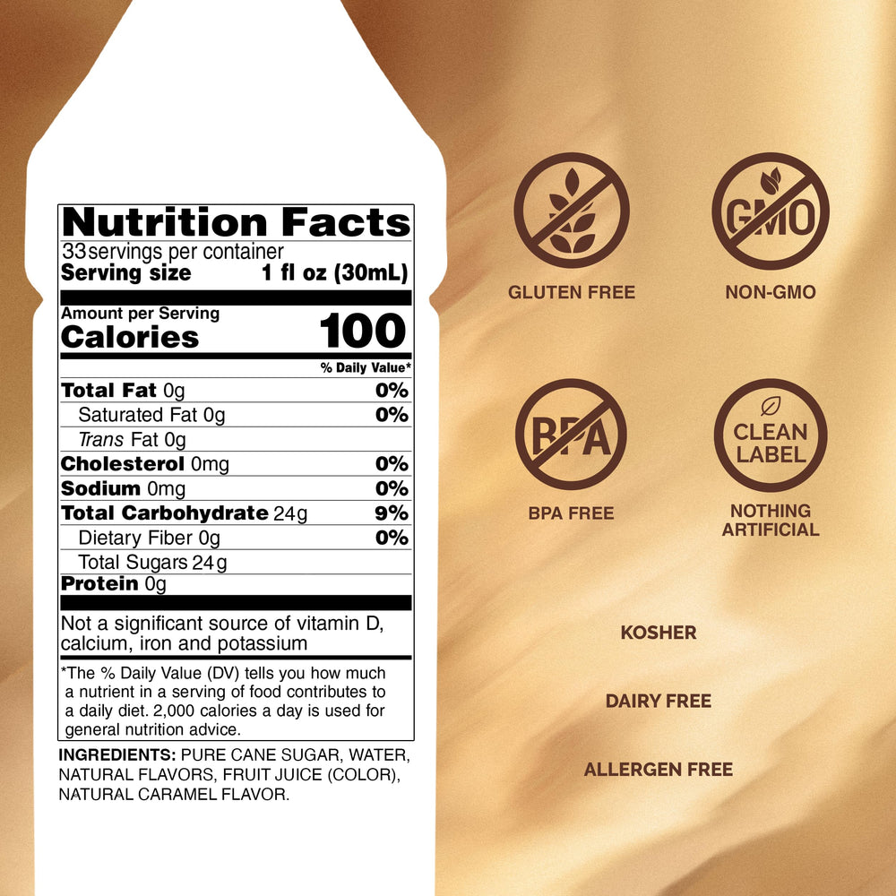 Monin Caramel Syrup coffee drink scene highlighting creamy texture and dessert-worthy flavor.