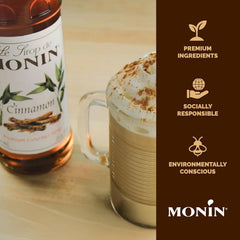 Monin Cinnamon Syrup with cider creates warm, fruity beverages.