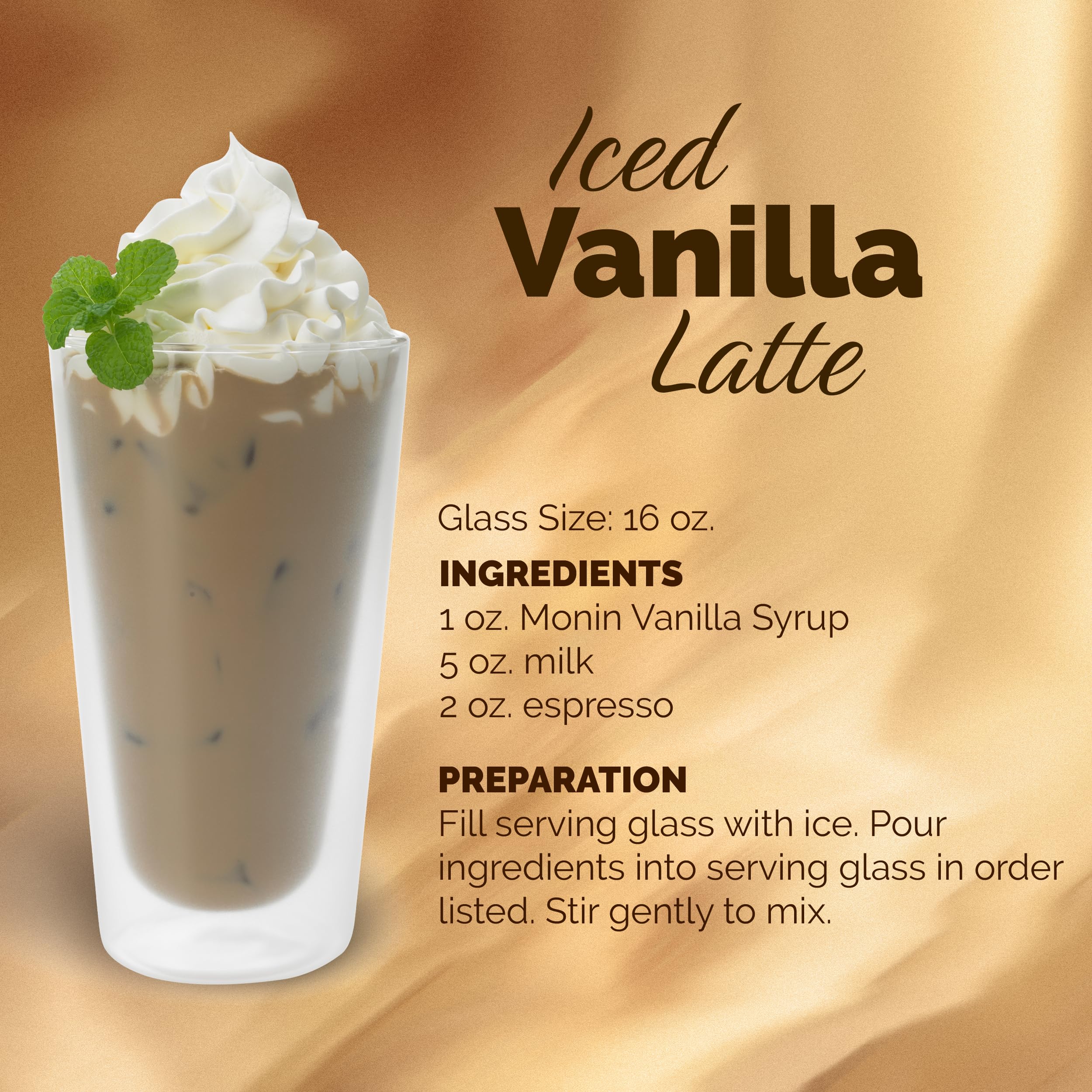 Monin Vanilla bottle offers smooth sweetness to enhance any coffee order