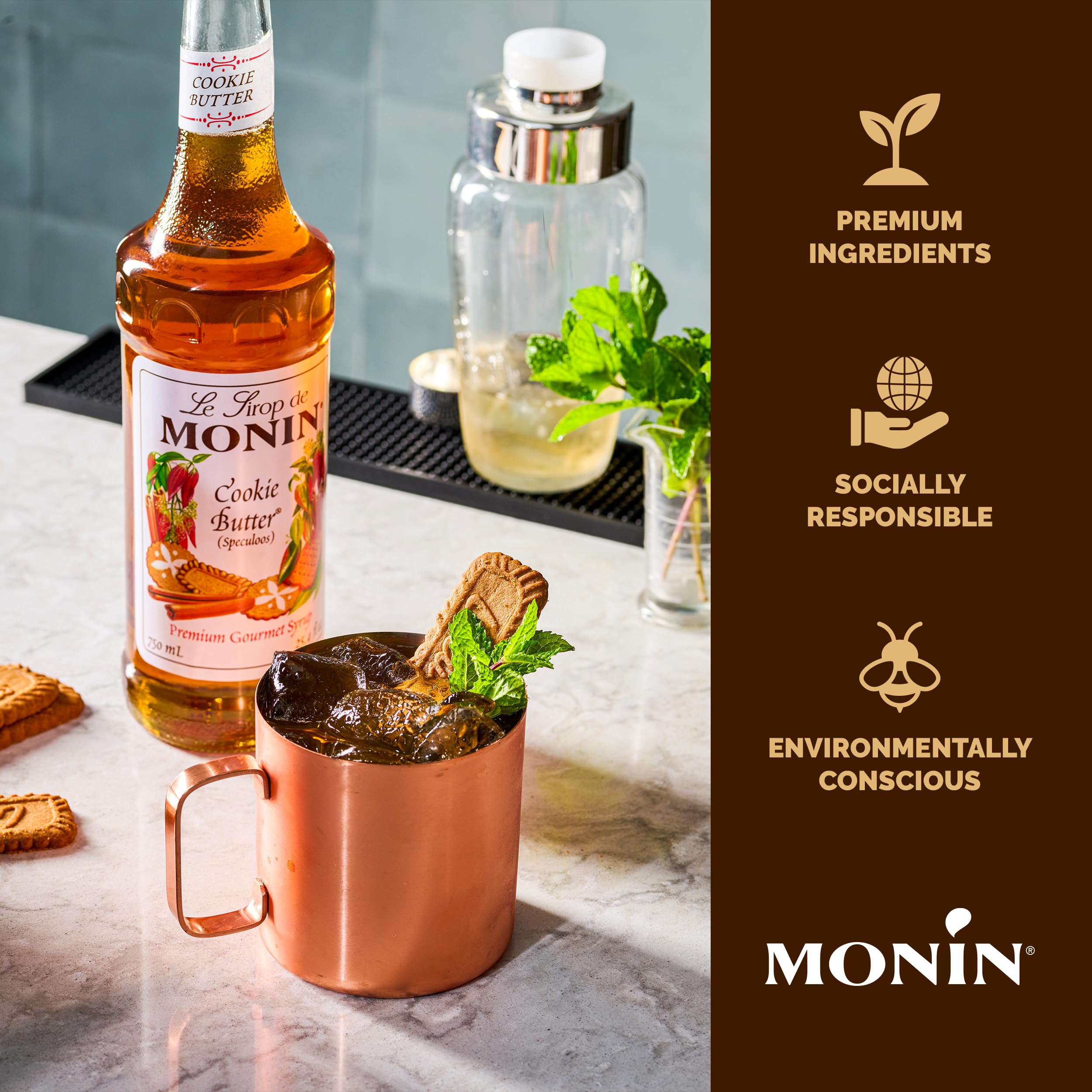 Dessert mug with Monin Cookie Butter Syrup and warm cookie spice