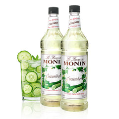 Monin Cucumber Syrup bottle front, great for refreshing cocktails and mocktails.