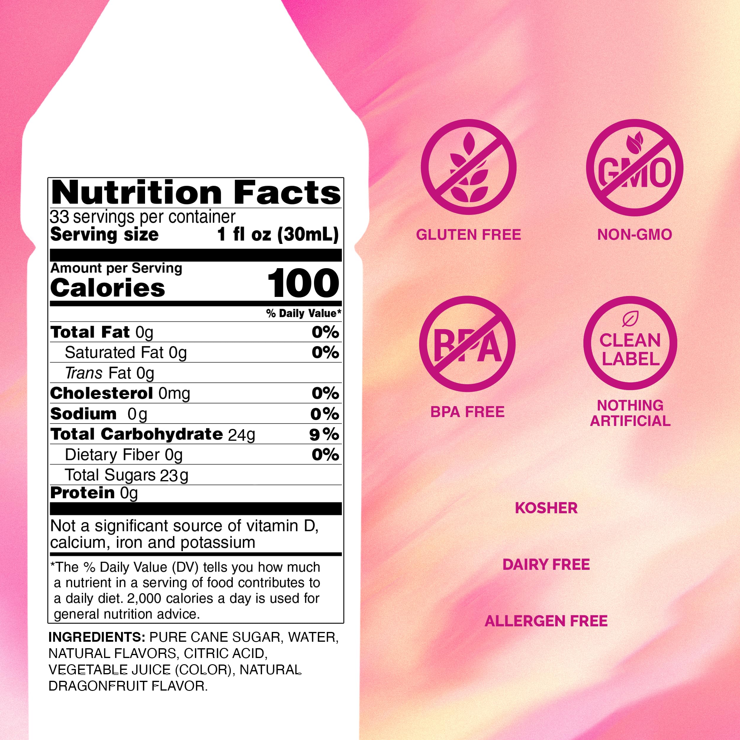 Monin Dragon Fruit Syrup glass pour into a drink for easy dosing.