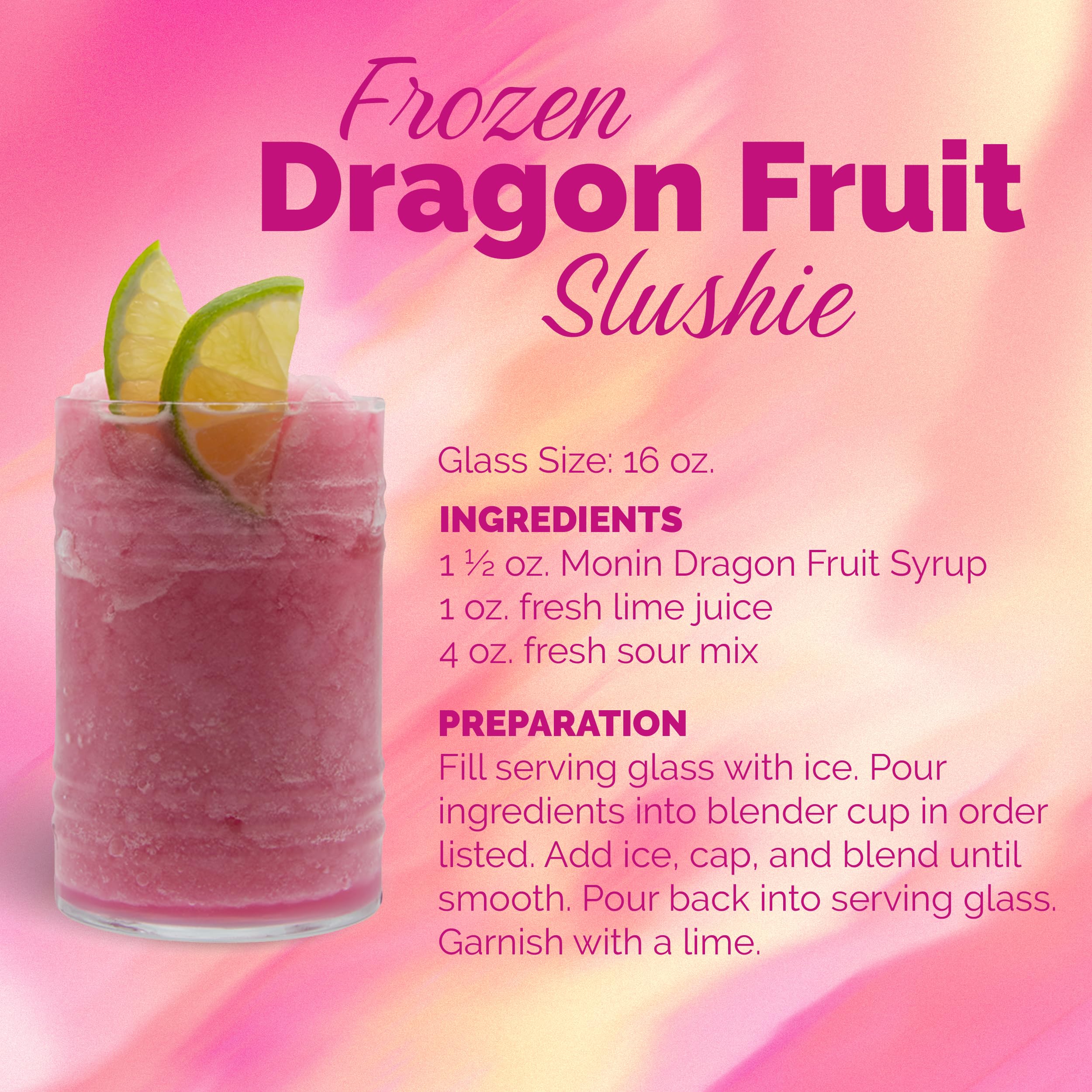 Monin Dragon Fruit Syrup mocktail idea with vibrant color.