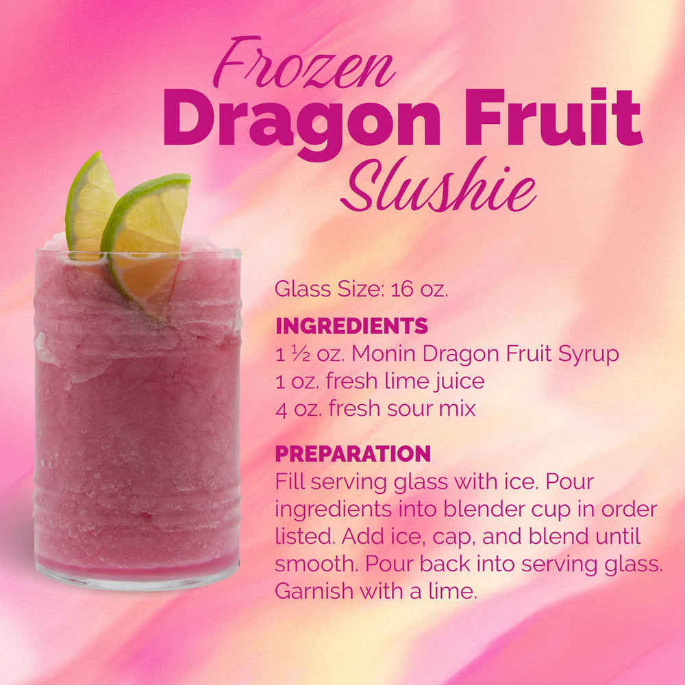 Monin Dragon Fruit Syrup mocktail idea with vibrant color.