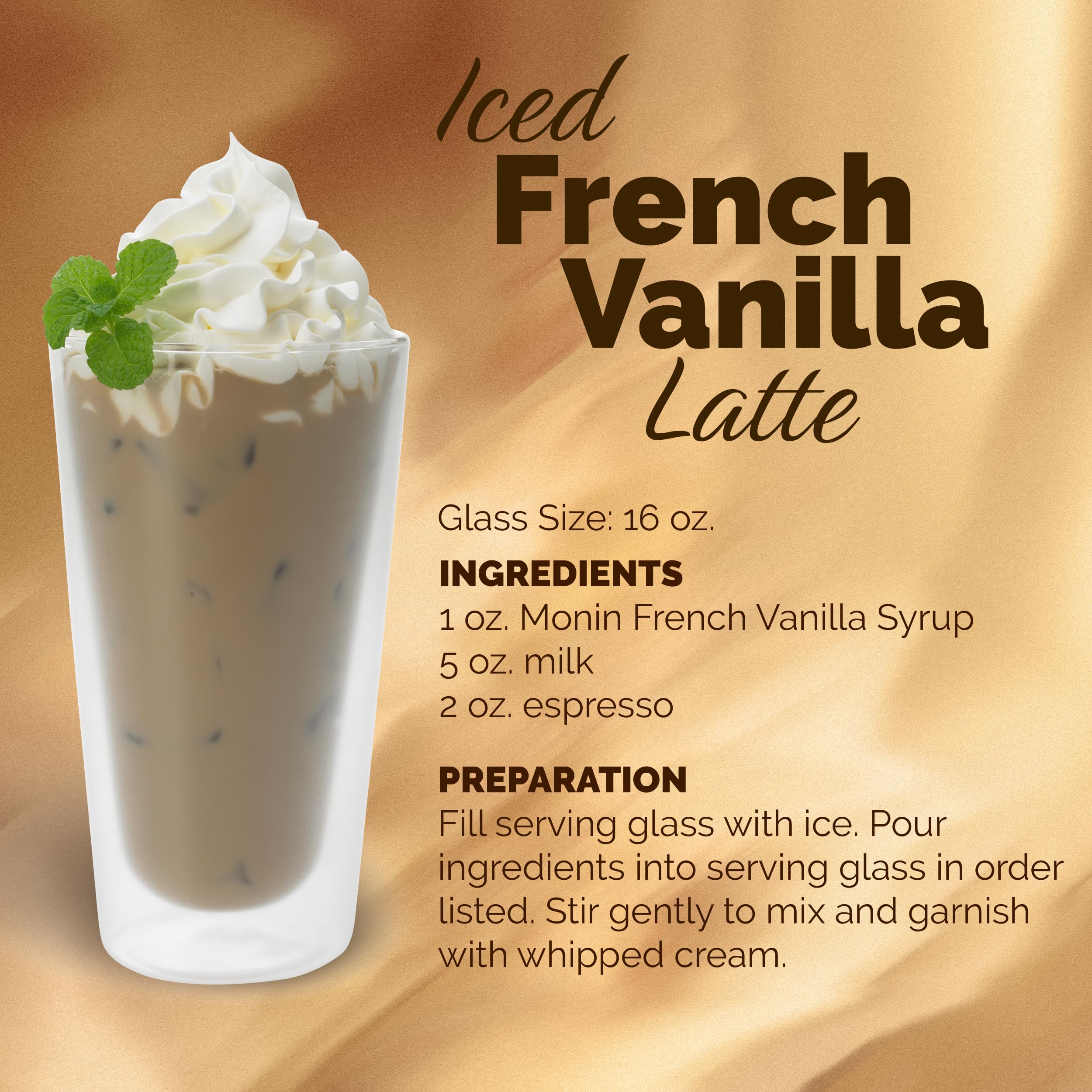 Pouring over iced latte with rich vanilla notes for drinks.
