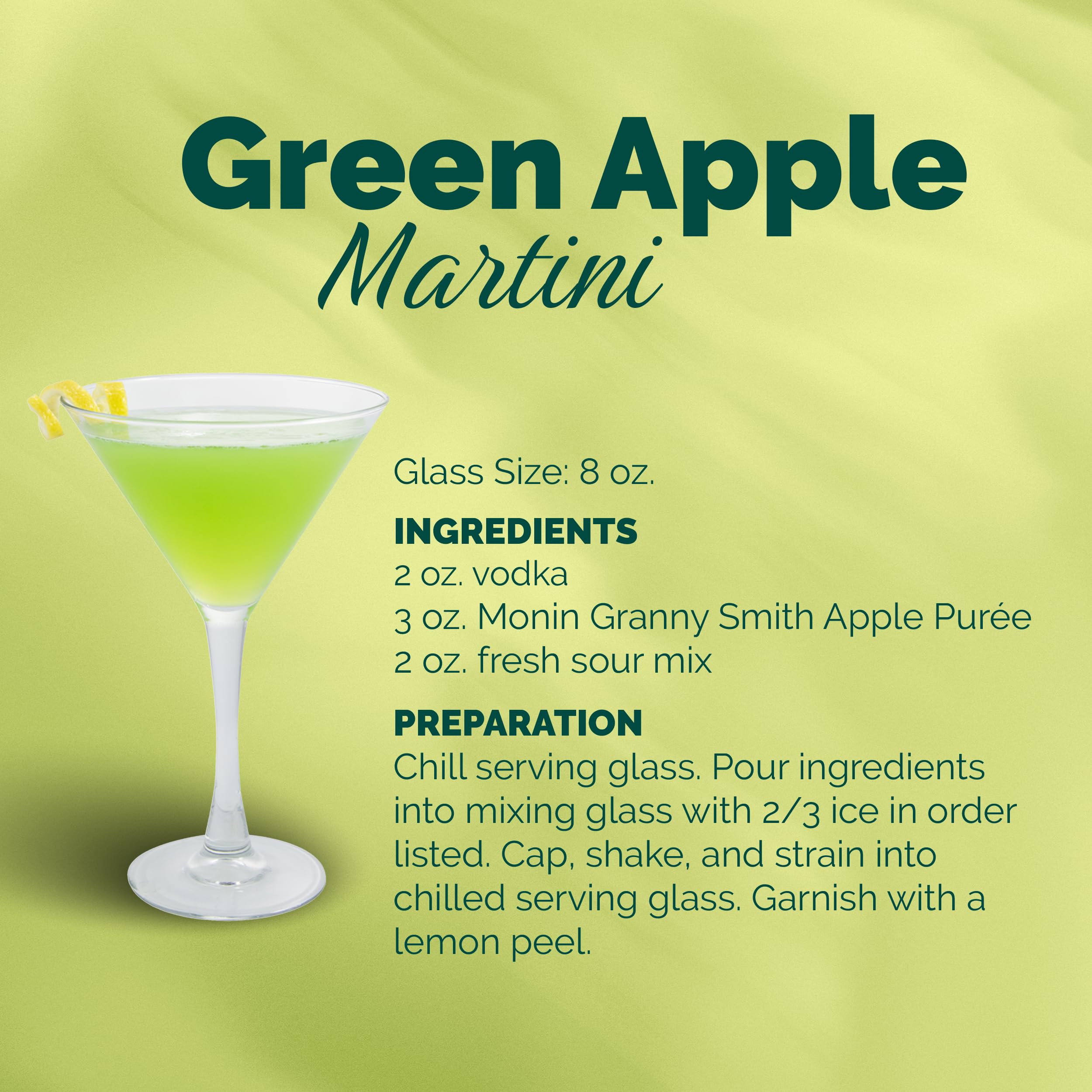 Monin Granny Smith Apple Puree is great for cocktails and lemonades.