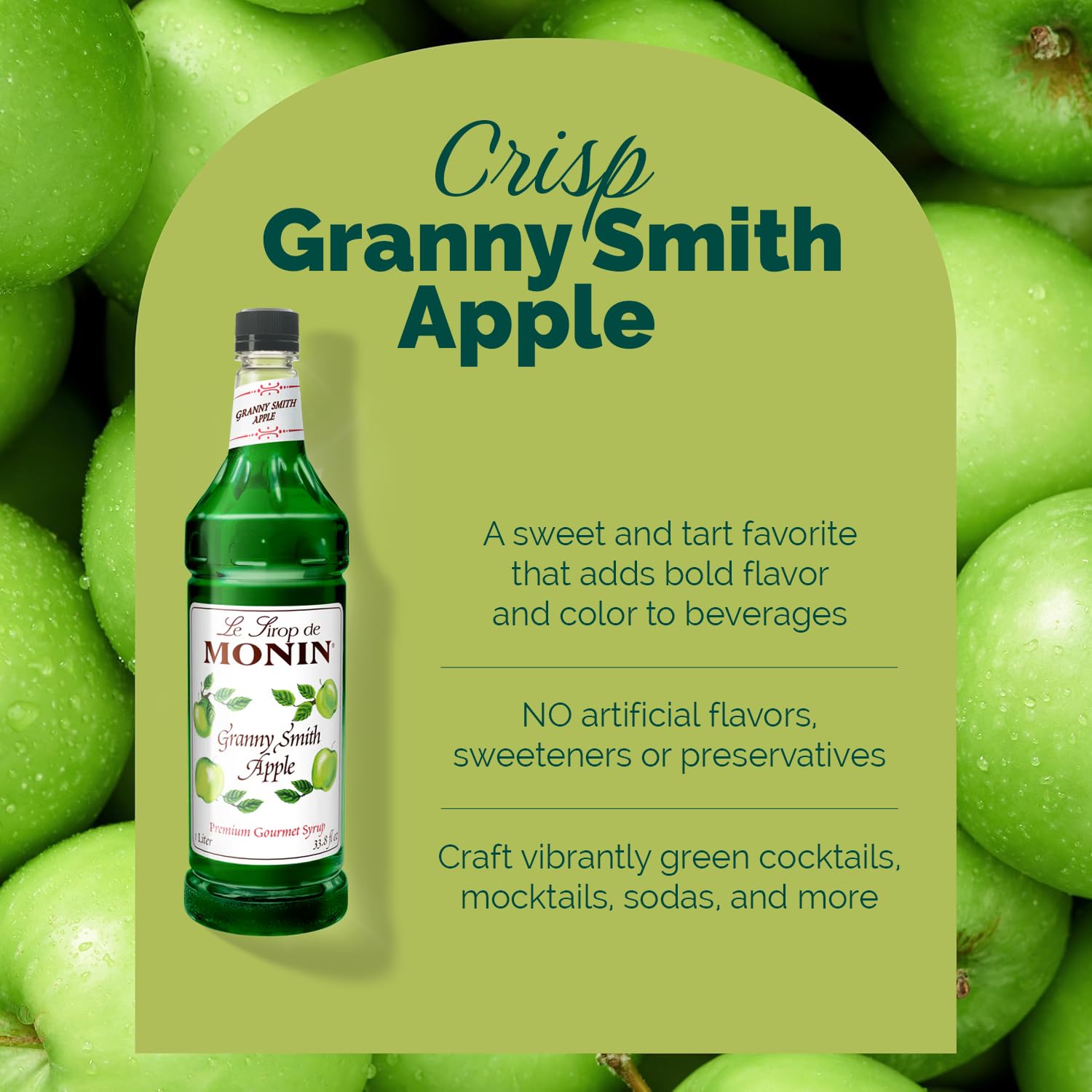 Monin Granny Smith Apple Syrup glass cocktail inspiration for mixed drinks