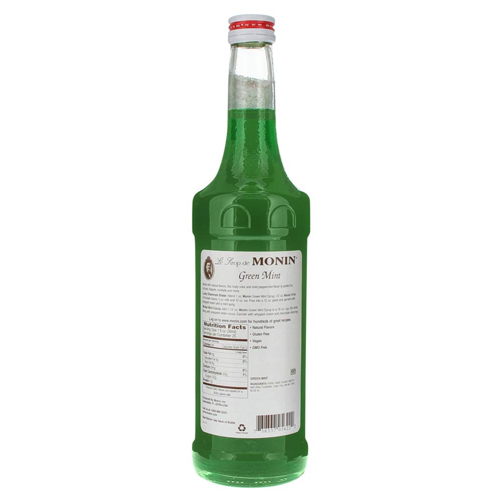 Monin Green Mint Syrup being poured to enhance cocktails and dairy-free beverages