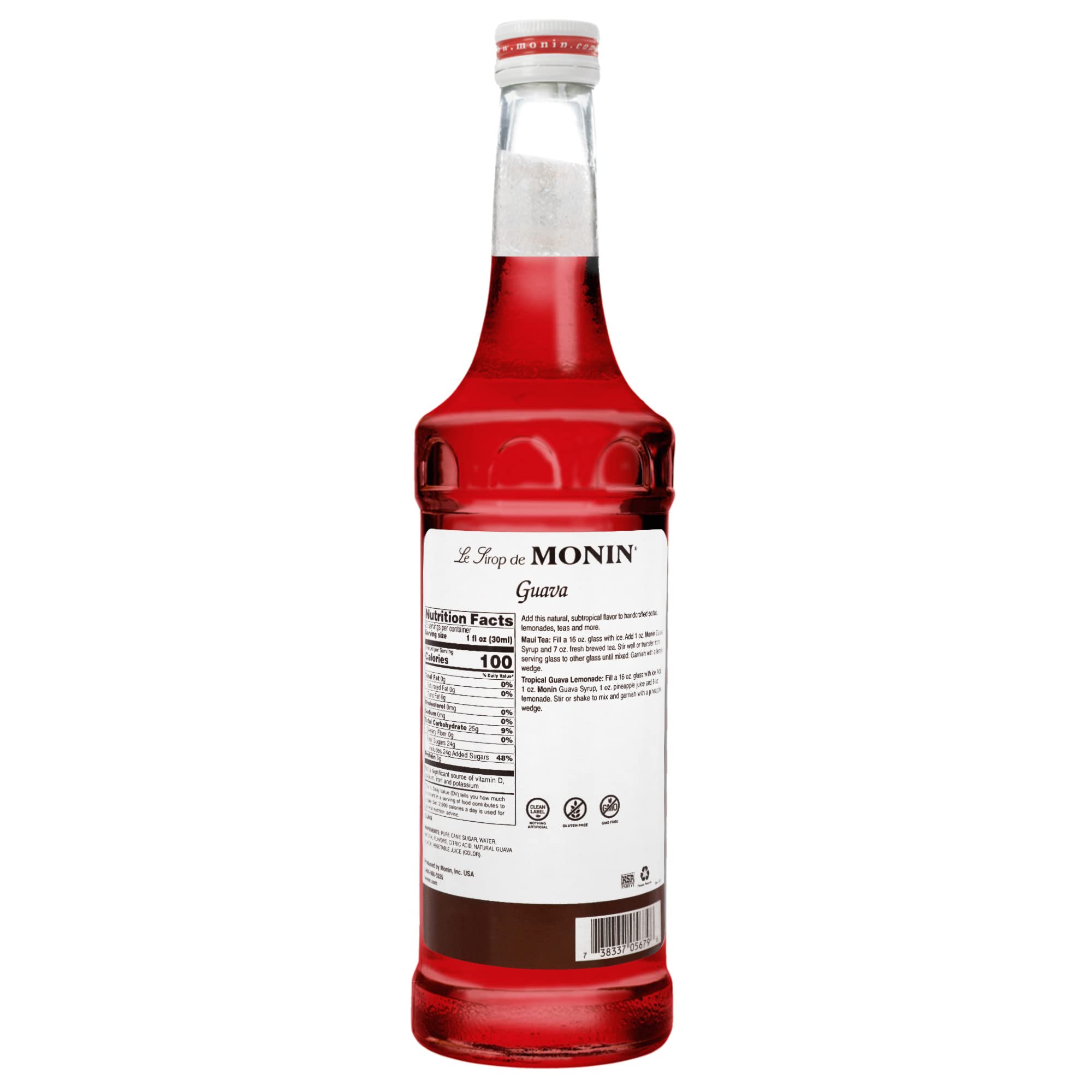 Monin Guava Syrup pour showcases easy crafting of frozen drinks and island-inspired beverages