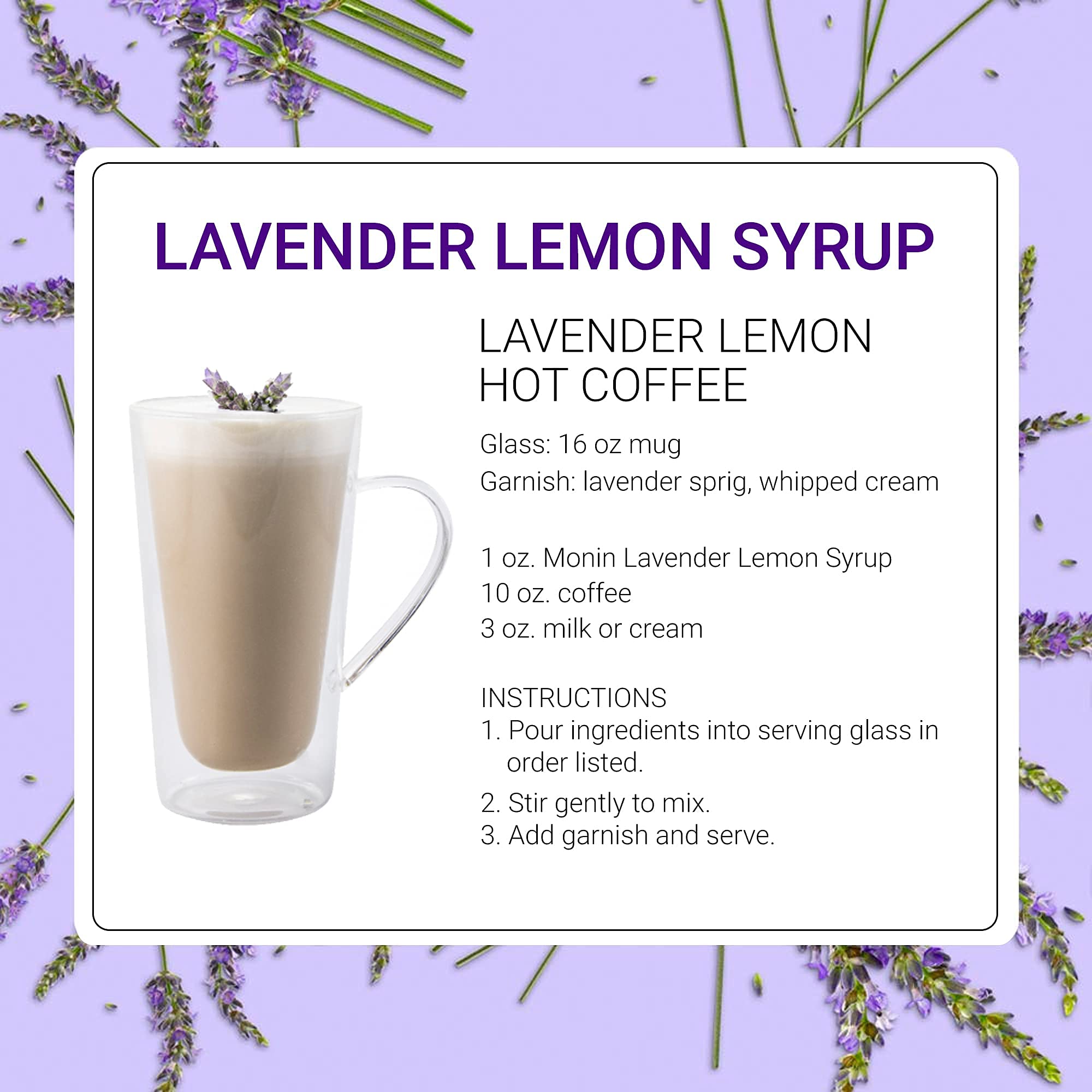 Soda served with Monin Lavender Lemon Syrup adds refreshing floral-citrus twist