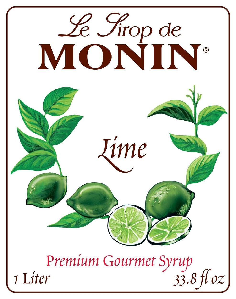 Monin Lime Syrup close-up of lime peel aroma enhancing refreshing drinks.