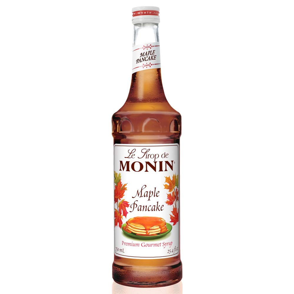 Monin Maple Pancake Syrup bottle pour elevates breakfasts and beverages.