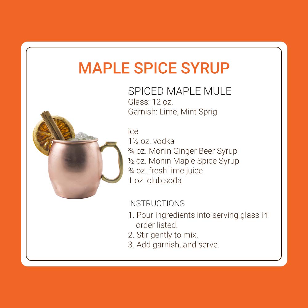 Monin Maple Spice Syrup beside desserts for a maple finish