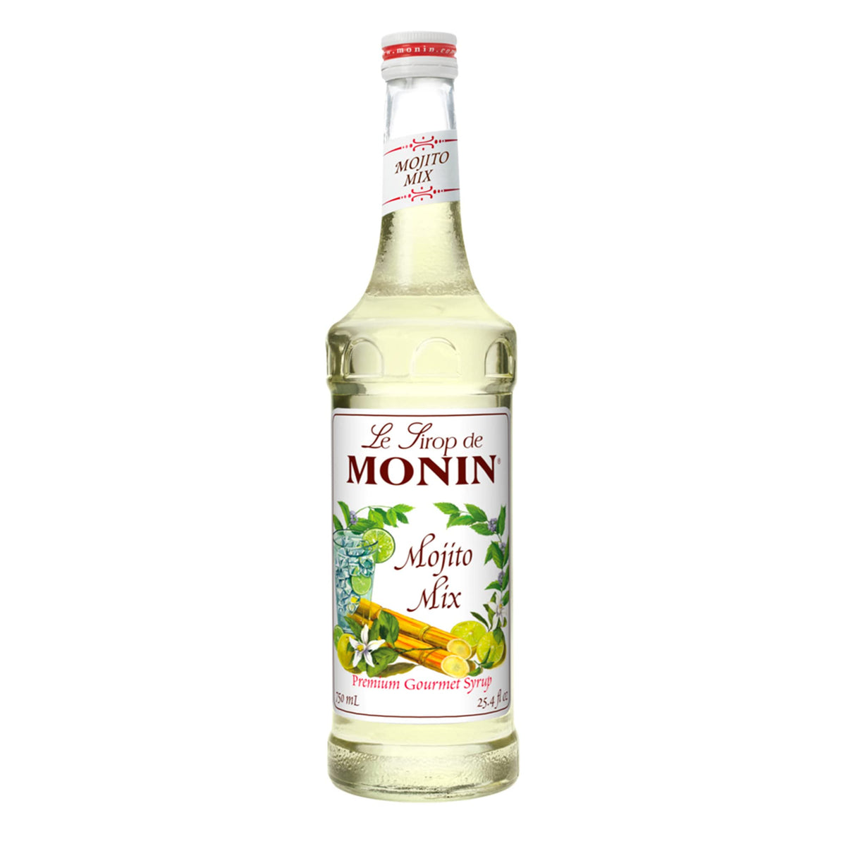 Monin Mojito Mix Syrup being poured, ideal for refreshing cocktails