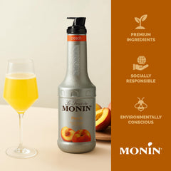 Monin Peach Purée in a peach cocktail, summer vibe.