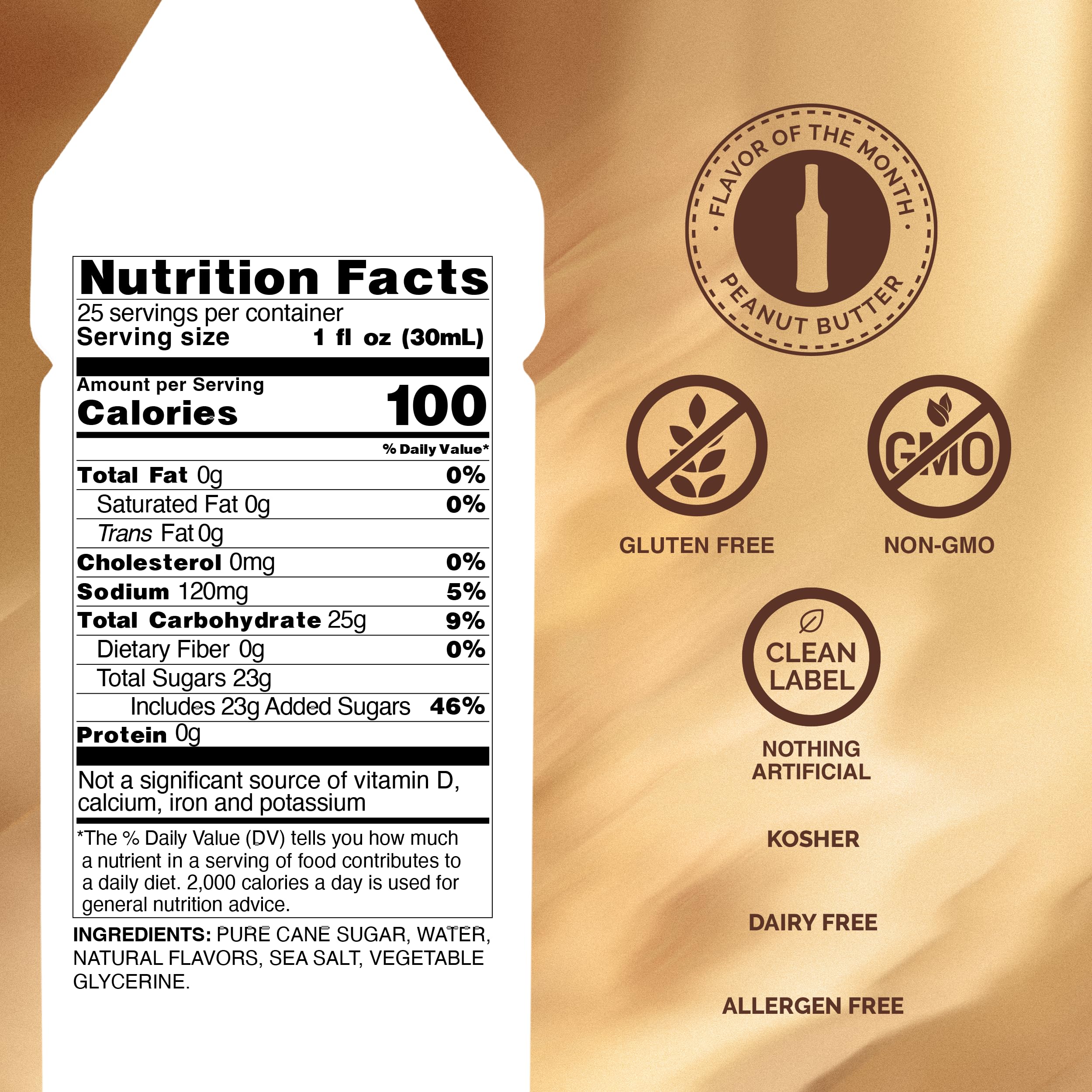 Close-up of creamy texture of Monin Peanut Butter Syrup
