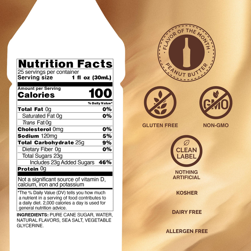 Close-up of creamy texture of Monin Peanut Butter Syrup